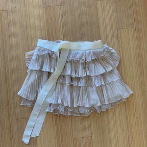 Yag Cream Colored Ruffled Mini Skirt